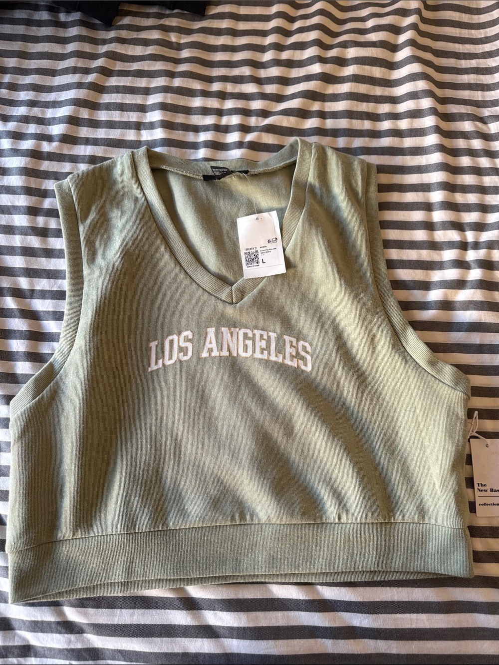 Forever 21 Olive Green 'Los Angeles' Cropped Tank